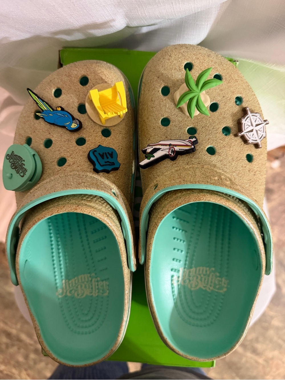 Size W 8 Jimmy Buffet Margaritaville Crocs with Teal Lining - unique - Picture 6 of 7